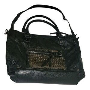 ANTIK BATIK Black Satchel Purse Tote Hexagon Pocket Shoulder Bag Designer luxury